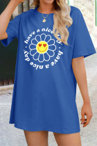 Casual Daily Letter Print Patchwork T-Shirts