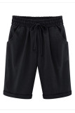 Plus Size Casual Solid Pocket Loose Straight Solid Color Bottoms