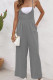 Casual Daily Simplicity Solid Frenulum U Neck Loose Jumpsuits