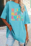 Casual Daily Letter Print Patchwork O Neck T-Shirts