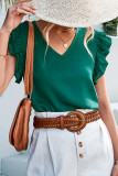 Work Elegant Solid Solid Color V Neck Tops