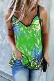 Casual College Print Patchwork V Neck Tops