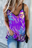 Casual College Print Patchwork V Neck Tops