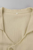 Casual Solid Buckle V Neck Straight Dresses