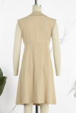 Casual Solid Buckle V Neck Straight Dresses