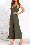 Casual Daily Solid Pocket V Neck Loose Jumpsuits