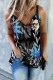 Casual College Print Patchwork V Neck Tops