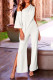 Casual Solid Asymmetrical Oblique Collar Loose Jumpsuits