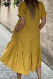 Casual Solid Solid Color O Neck Short Sleeve Dress Dresses
