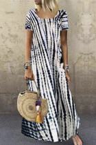 Plus Size Casual College Print Tie-dye Short Sleeve Dress Dresses