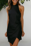 Celebrities Elegant Solid Backless Solid Color Halter One Step Skirt Dresses