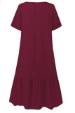 Casual Solid Solid Color O Neck Short Sleeve Dress Dresses