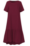 Casual Solid Solid Color O Neck Short Sleeve Dress Dresses