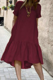 Casual Solid Solid Color O Neck Short Sleeve Dress Dresses