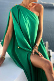 Casual Vacation Solid Asymmetrical Oblique Collar Asymmetrical Dresses