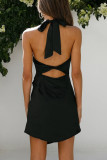 Celebrities Elegant Solid Backless Solid Color Halter One Step Skirt Dresses