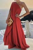 Casual Vacation Solid Asymmetrical Oblique Collar Asymmetrical Dresses