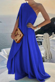 Casual Vacation Solid Asymmetrical Oblique Collar Asymmetrical Dresses