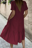 Casual Solid Solid Color O Neck Short Sleeve Dress Dresses