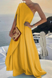 Casual Vacation Solid Asymmetrical Oblique Collar Asymmetrical Dresses