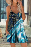 Casual Vacation Print Patchwork U Neck Loose Rompers