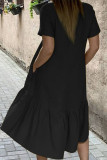 Casual Solid Solid Color O Neck Short Sleeve Dress Dresses