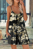 Casual Vacation Print Patchwork U Neck Loose Rompers