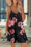 Casual Vacation Print Patchwork U Neck Loose Rompers