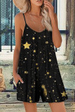 Casual Vacation Print Patchwork U Neck Loose Rompers