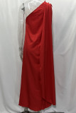 Casual Vacation Solid Asymmetrical Oblique Collar Asymmetrical Dresses