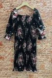 Sweet Elegant Floral Patchwork Square Collar Pencil Skirt Dresses