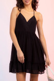 Sexy Casual Solid Hollowed Out V Neck Sling Dress Dresses