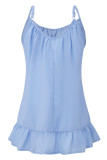 Sexy Casual Solid Flounce Fold O Neck Tops
