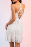 Sexy Casual Solid Hollowed Out V Neck Sling Dress Dresses