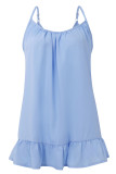 Sexy Casual Solid Flounce Fold O Neck Tops