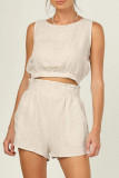 Casual Daily Solid Solid Color O Neck Sleeveless Two Pieces