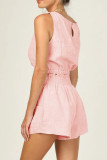 Casual Daily Solid Solid Color O Neck Sleeveless Two Pieces