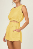 Casual Daily Solid Solid Color O Neck Sleeveless Two Pieces