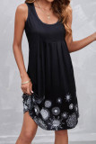 Casual Print Contrast O Neck Vest Dress Dresses