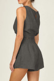 Casual Daily Solid Solid Color O Neck Sleeveless Two Pieces