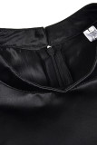 Celebrities Elegant Solid Solid Color O Neck Waist Skirt Dresses