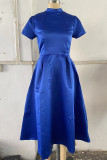 Celebrities Elegant Solid Solid Color O Neck Waist Skirt Dresses