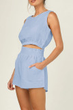 Casual Daily Solid Solid Color O Neck Sleeveless Two Pieces
