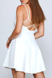 Sexy Celebrities Solid Frenulum V Neck Sling Dress Dresses