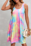 Casual Print Contrast O Neck Vest Dress Dresses