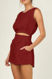 Casual Daily Solid Solid Color O Neck Sleeveless Two Pieces