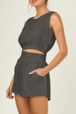 Casual Daily Solid Solid Color O Neck Sleeveless Two Pieces
