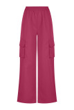 Casual Street Solid Pocket Regular High Waist Straight Solid Color Bottoms