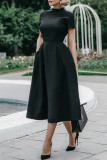 Celebrities Elegant Solid Solid Color O Neck Waist Skirt Dresses