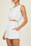 Casual Daily Solid Solid Color O Neck Sleeveless Two Pieces